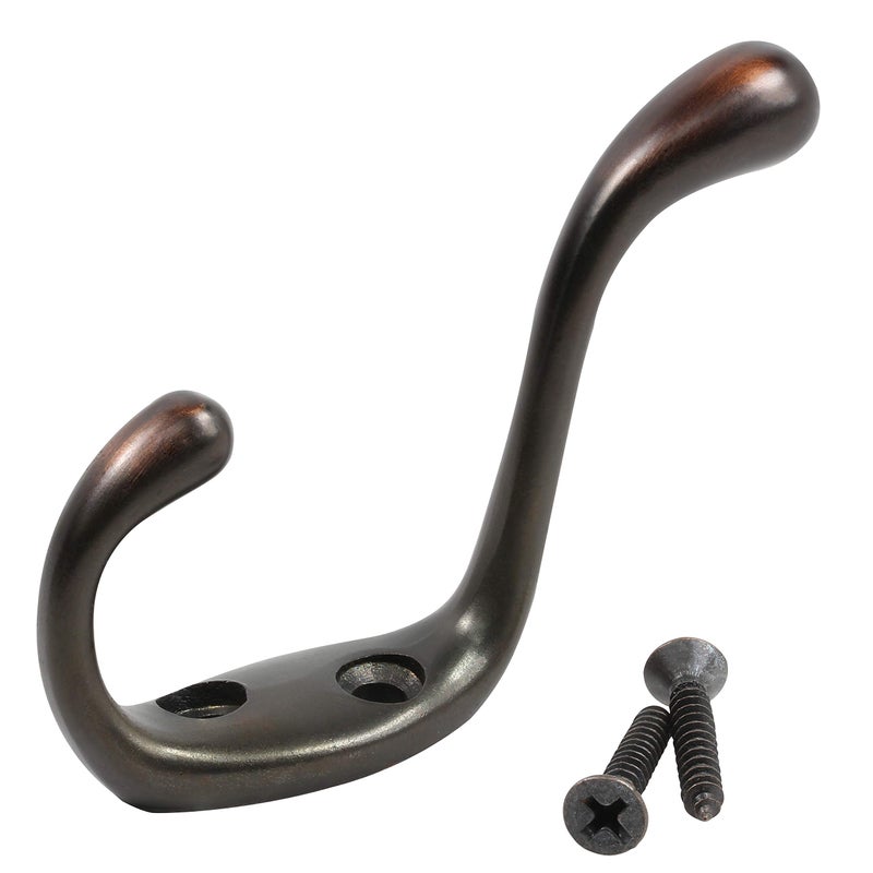 Rok 2 Pack Hardware Heavy Duty Oil-Rubbed Bronze Home Wall Closet Towel Robe Coat Double Hook Hanger - Image 1